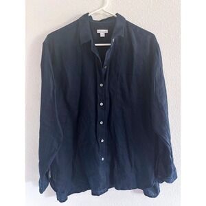 J. Jill Love Linen Top Womens Small Navy Linen Luxury Coastal Classic Minimalist